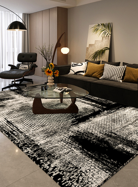 新款地毯客厅高级轻奢沙发免洗黑色地垫可黑白擦卧室深色意式定制