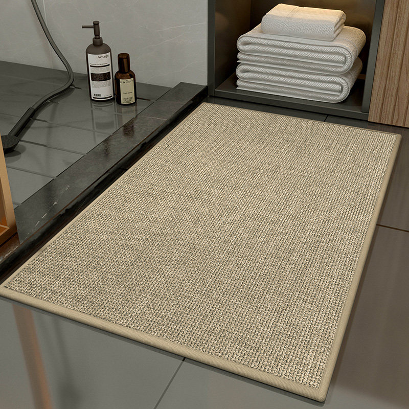 浴室地垫化妆室吸水防滑门口脚垫厕所地毯亚麻编织专用洗手间门垫,居家布艺,家用脚垫,淘宝优惠券,粉丝福利购,淘宝优惠卷
