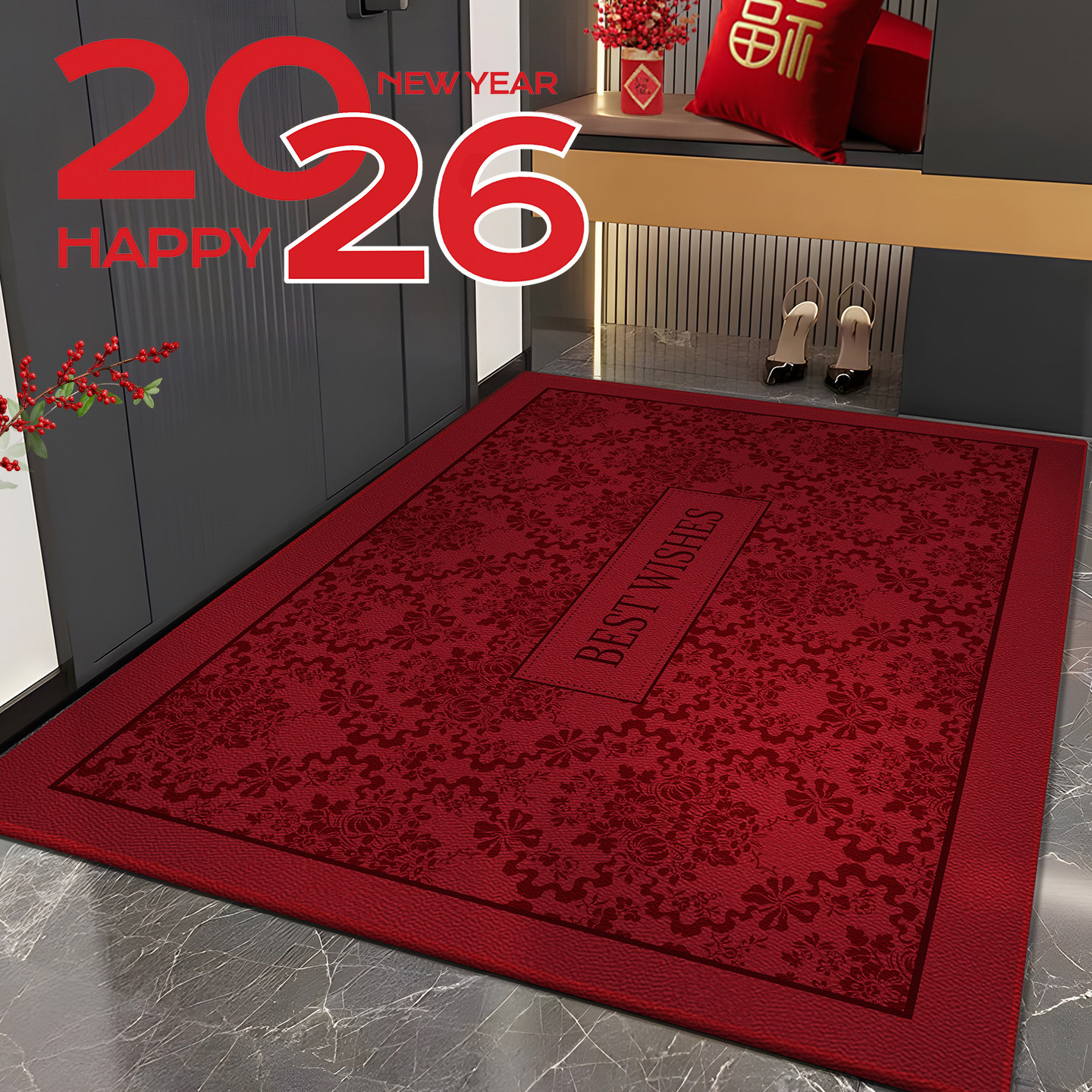 入户门地垫门口新款红色门垫乔迁高级进门地毯家用喜庆脚垫可裁剪,居家布艺,入户地垫,淘宝优惠券,粉丝福利购,淘宝优惠卷