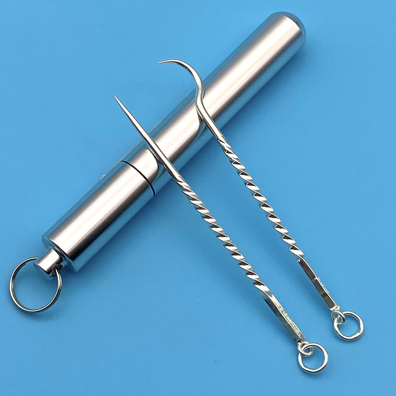 999纯银牙签 便携式剔牙工具随身抠牙缝牙洞塞牙金属掏牙神器家用