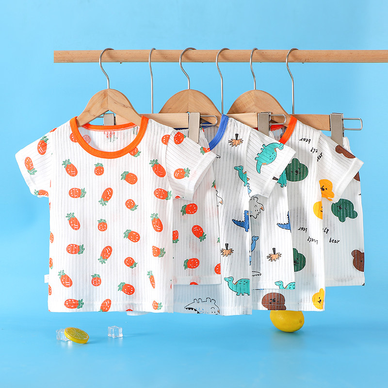 婴儿短袖短裤套装可爱超薄款女宝宝男童夏装睡衣纯棉家居服小儿童,童装/婴儿装/亲子装,家居服套装,淘宝优惠券,粉丝福利购,淘宝优惠卷