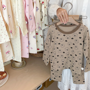 小鹿班长儿童A类纯棉莱卡家居服内衣套装 男童睡衣 女宝宝秋衣秋裤