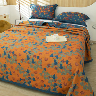 加厚全棉床单双面亲肤纯棉色织三层纱盖毯四季通用床盖定制榻榻米