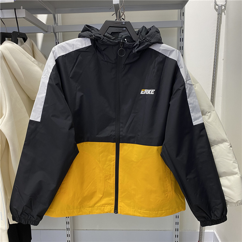 正品鸿星尔克薄绒防水风衣连帽防风女上衣2024年春季新款运动外套