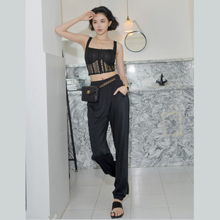 运动裤 月影集 宽松束脚窄版 垂感高腰弹力松紧哈伦休闲裤 冰皮夏裤