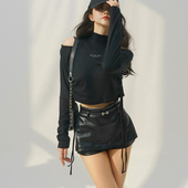 月影集黑色皮裤 pu皮包臀裙裤 短裤 女秋冬外穿打底高腰显瘦休闲修身