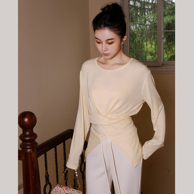 天丝绵羊毛圆领宽松针织打底衫