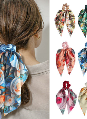 Bow Hair Scrunchies, Women Hair Scarf  Knotted Bow Hair Ties