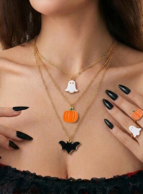 Halloween Necklace 3 piece Ghost Pumpkin Pendant Jewelry