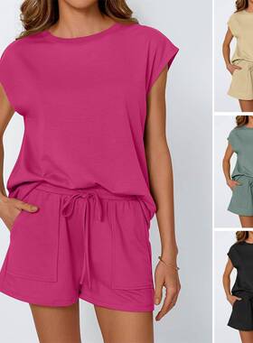 Women 2 Piece Lounge Sets Casual Summer Outfits短袖两件套女