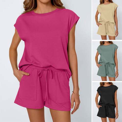 Women 2 Piece Lounge Sets Casual Summer Outfits短袖两件套女