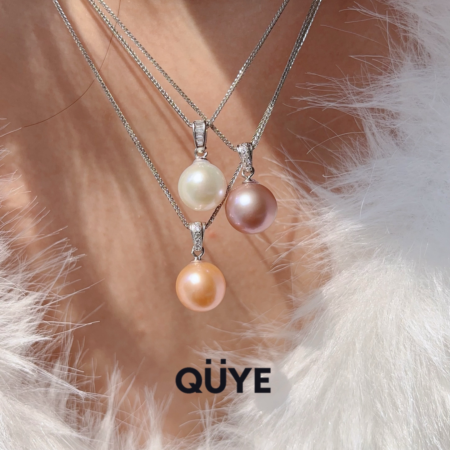 3色/轻奢高级感单颗天然淡水真珍珠吊坠项链通体S925纯银毛衣链