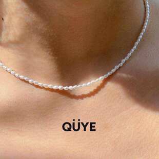 高性价比轻奢高级感极细款椭圆极小米粒真珍珠天然淡水项链锁骨链