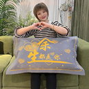 加厚全棉枕头芯套透气 高密纯棉纱布按扣枕套一对48 74暖心文字款