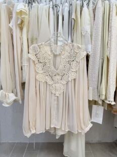 时尚 新遮肉显瘦灯笼袖 蕾丝拼接长袖 女2026年夏季 上衣 衬衫 甜美法式