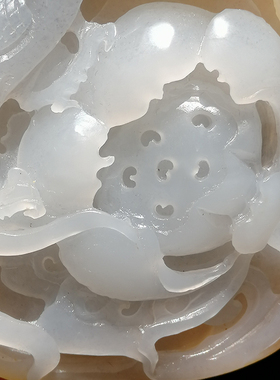 [鸟语花香]和田玉超细料羊脂底青花籽料手把件