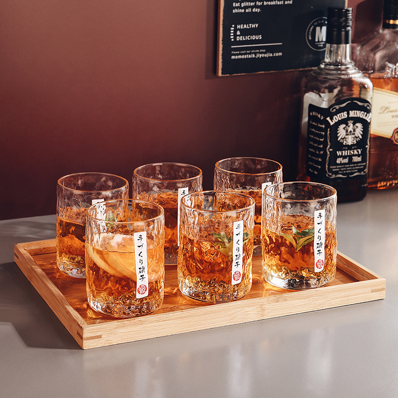 高颜值日式威士忌酒杯创意玻璃啤酒杯家用杯子套装网红酒吧洋酒杯
