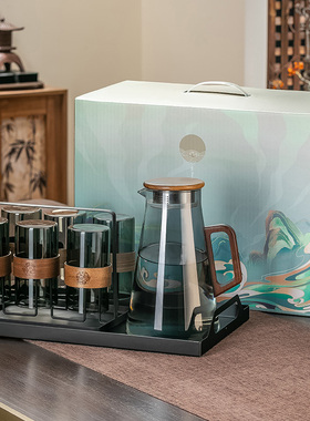 高档玻璃杯礼盒客厅喝水杯子耐热茶具套装水具结婚送礼用乔迁礼品