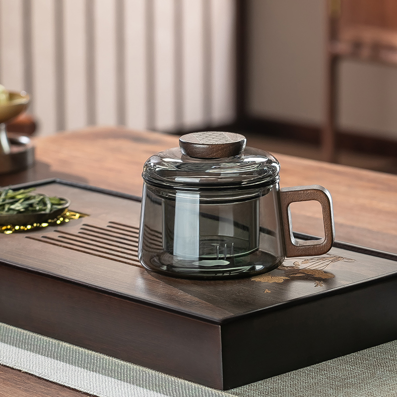 小号茶水分离茶杯家用迷你玻璃杯