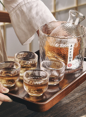 日式玻璃黄酒温酒器套装家用清酒壶酒杯老式煮酒温酒壶热酒烫酒壶