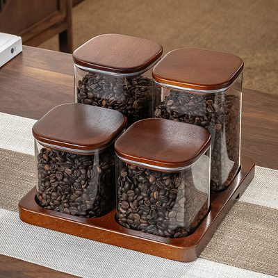 咖啡豆保存罐玻璃密封罐咖啡粉罐