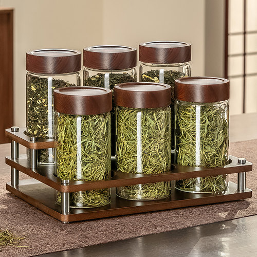 家用高档玻璃密封茶叶罐花茶罐