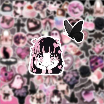 124张甜酷YK2辣妹贴纸复古INS手账手机行李箱笔记本电脑装饰贴画