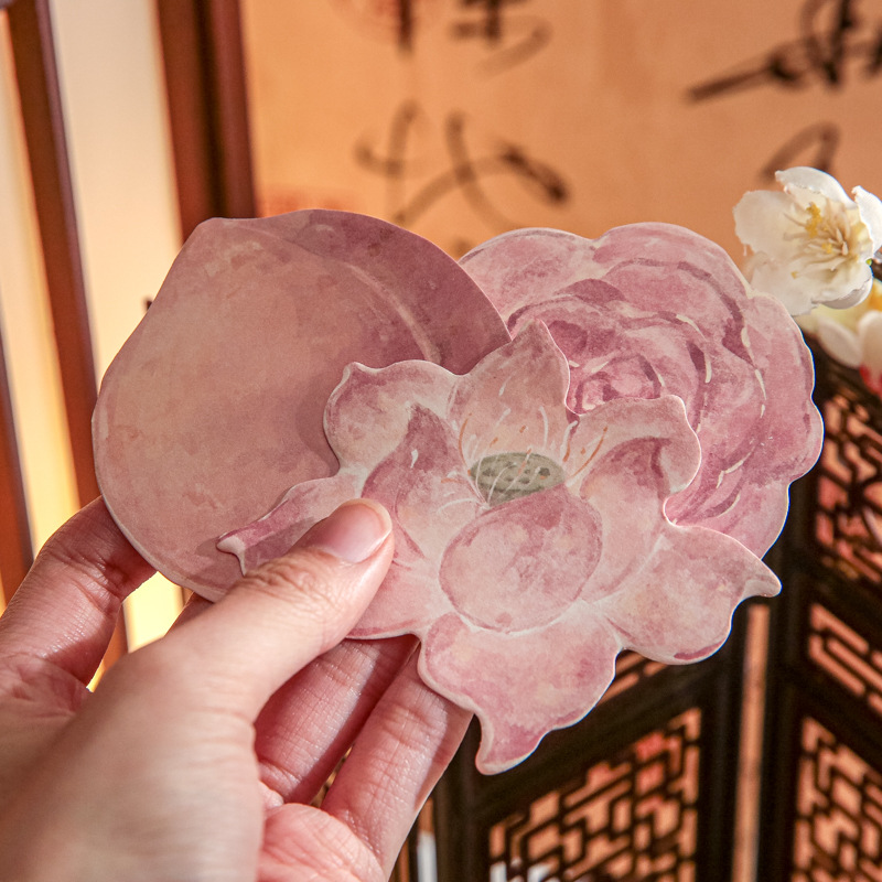 高颜值花朵形状背卡便利贴有粘性学生用手帐装饰素材纸便签n次贴