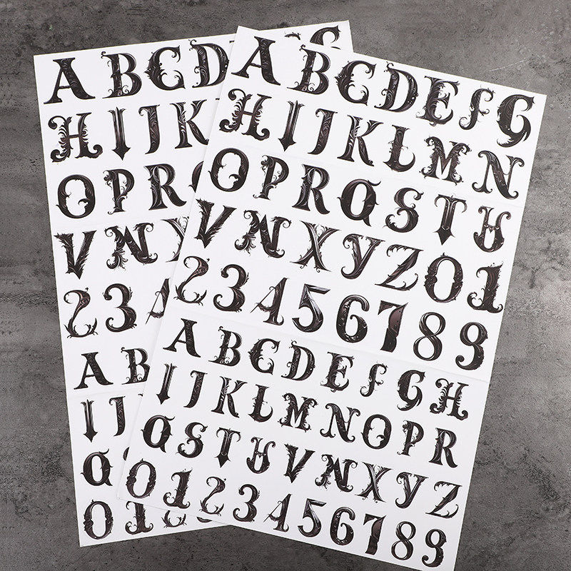 26个英文字母大号数字贴纸0-9防水标签数字墙贴行李箱手帐装饰DIY