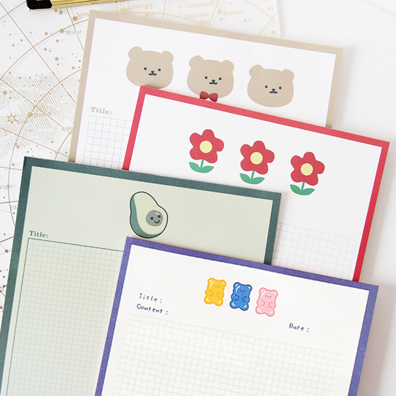 卡通格子便签本可爱少女心韩国ins小本子学习笔记b5计划本可撕