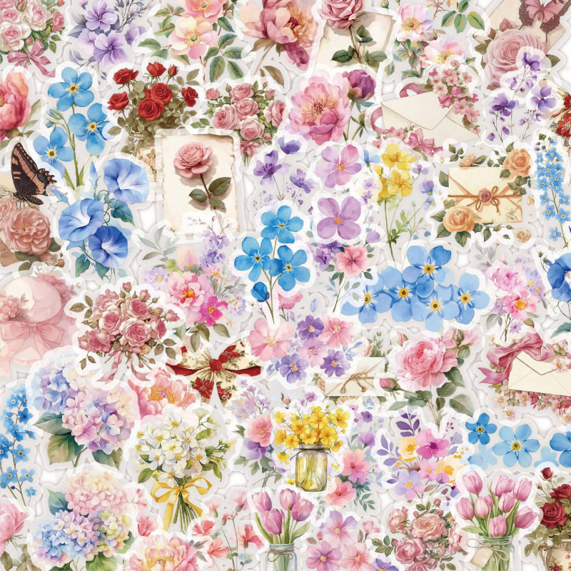 透明花朵贴纸124张小清新浪漫花卉手账手机行李箱电脑吉他DIY装饰,3C数码配件,笔记本个性小贴纸,淘宝优惠券,粉丝福利购,淘宝优惠卷