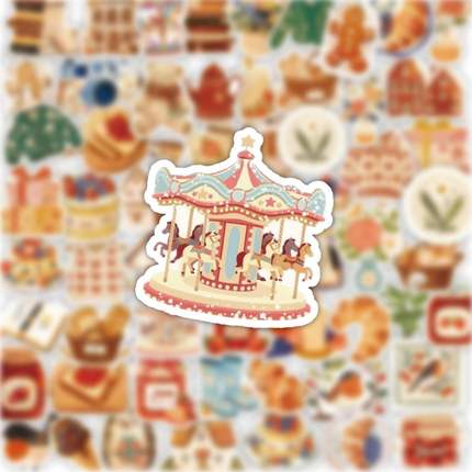 124张日常小物贴纸食物花朵手账笔记本电脑水杯手机壳DIY装饰贴画