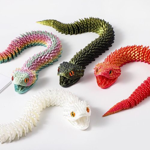 3D打印蛇关节蝰蛇手办摆件仿真动物模型夜光儿童生日礼物可张嘴