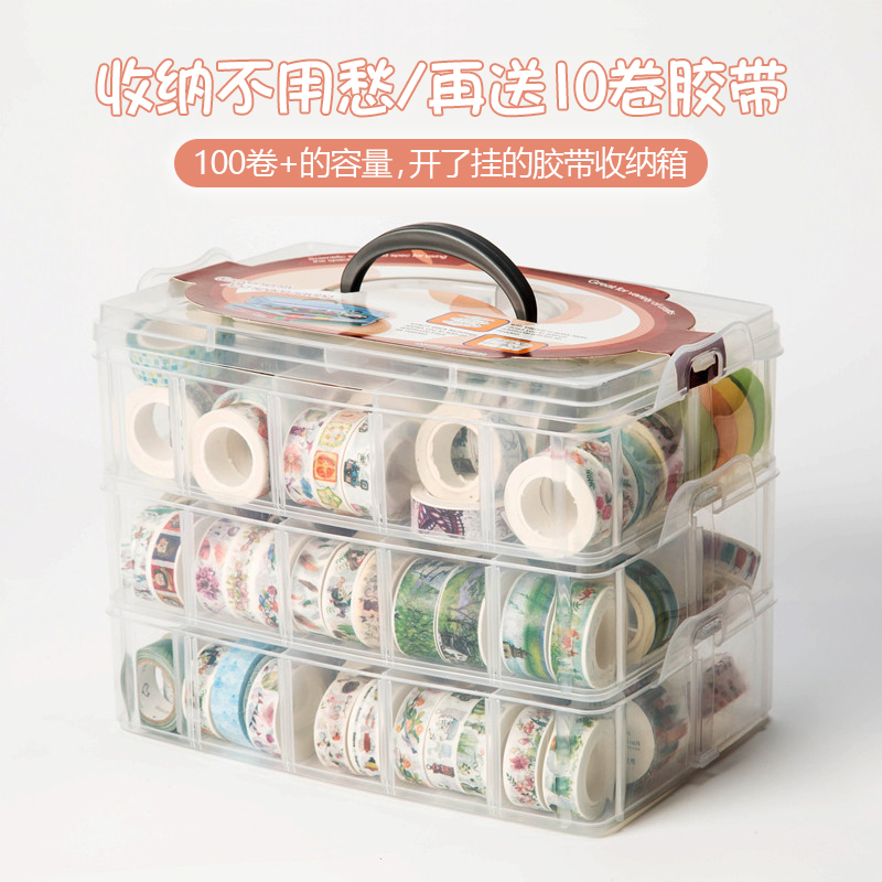 多层和纸胶带收纳盒子手账贴纸
