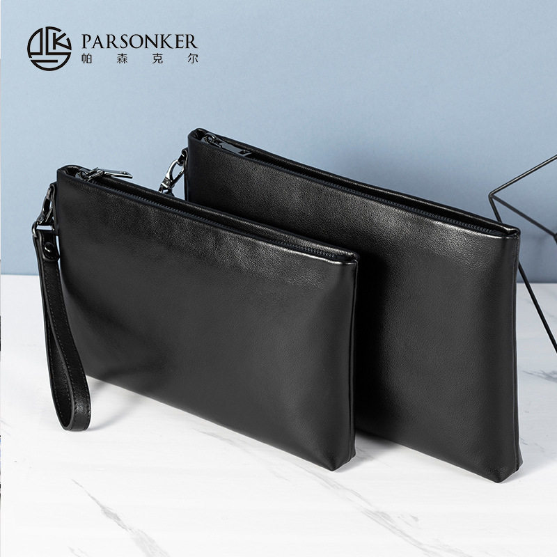 新款男士夏季真皮手拿包时尚简约信封包防盗多隔层信封包头层牛皮