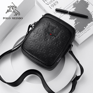 英国保罗男士单肩包真皮包2024新款时尚黑色迷你小背包斜挎包男潮