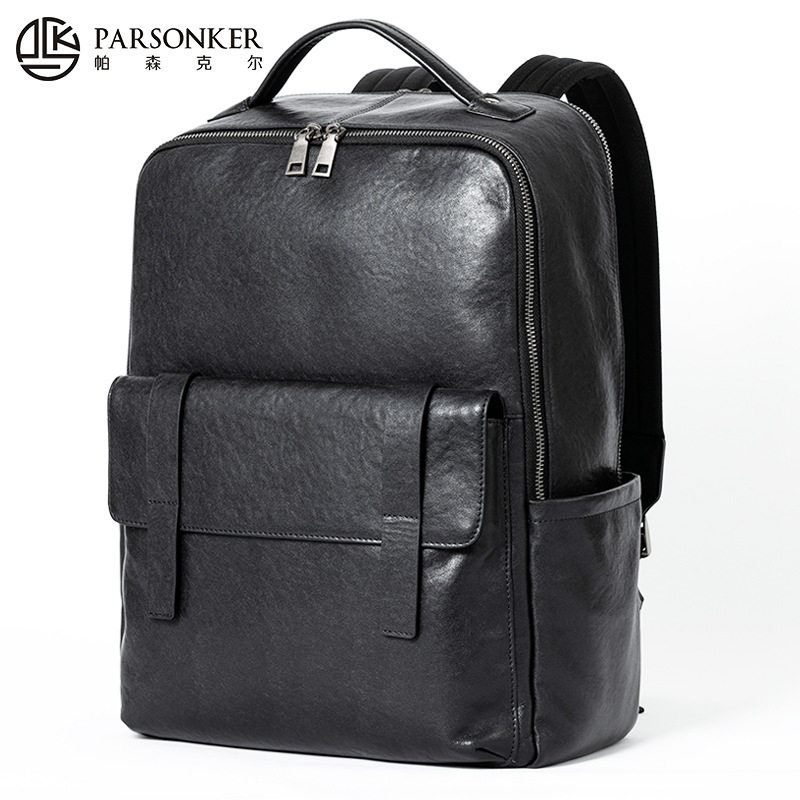 爆款男士真皮背包简约时尚.寸电脑双肩包植鞣牛皮商务包现货