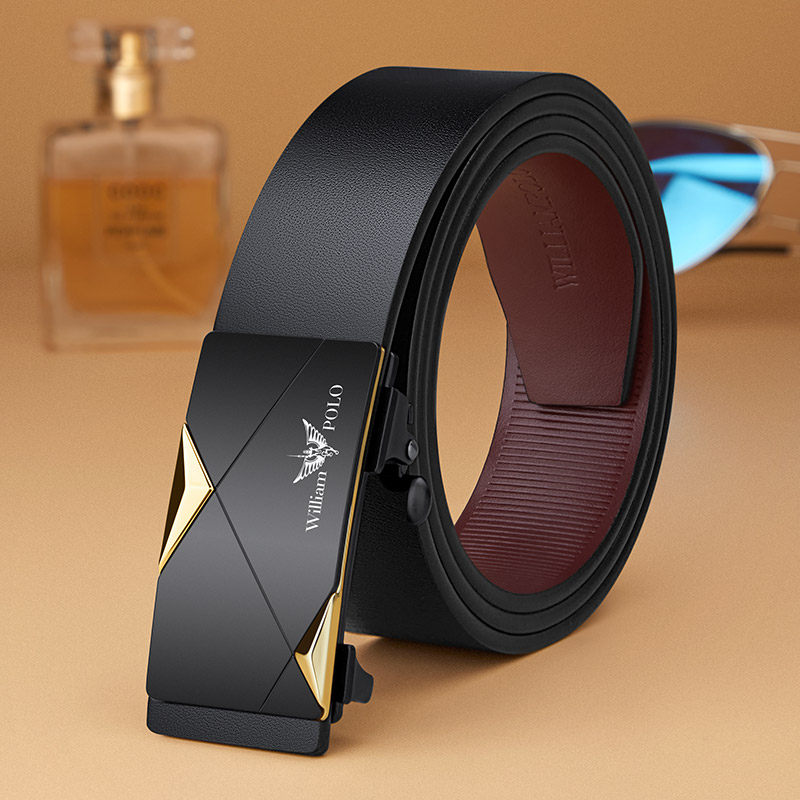 保罗男士皮带真皮2024新款内穿无牙自动扣高档年轻人纯牛皮裤腰带