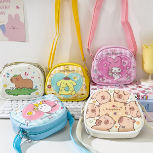 新款卡通可爱儿童斜挎小包双面印花女孩学生外出随身单肩包零钱包