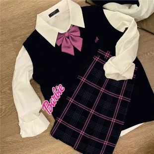 原创格裙黑粉jk风短裙百褶裙半身裙芭比学院德兰西