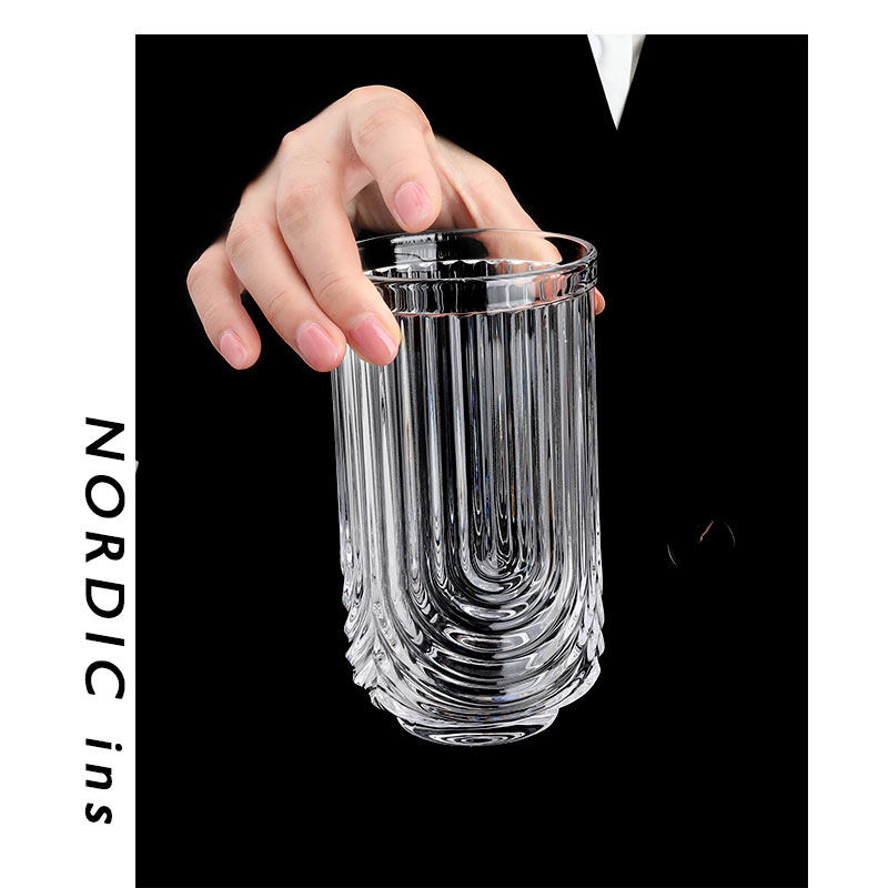 北欧极简！荷马杯 水晶玻璃啤酒杯饮料杯 水杯芬兰出口竖纹中古杯