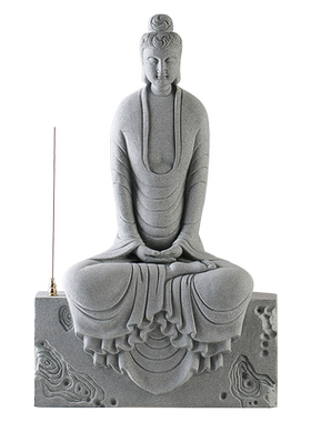 青砂石装饰新中式客厅盘坐大如来