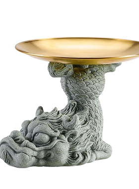 青砂石鱼缸造景中式桌面麒麟摆件