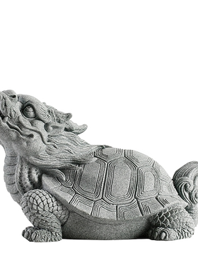 青砂石中式桌面鱼缸招财玄武摆件