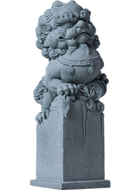 青砂石招财新中式桌面狮子柱摆件