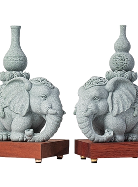 青砂石招财创意桌面大象鱼缸造景