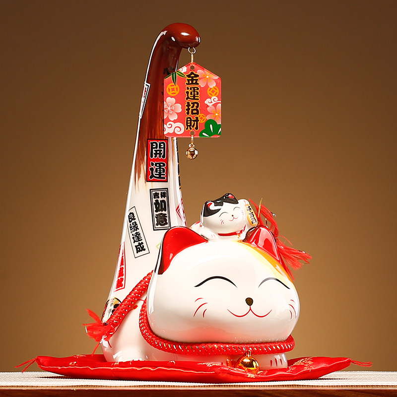 创意家居客厅办公店铺收银台可爱卡通招财猫储蓄罐桌面摆件饰品