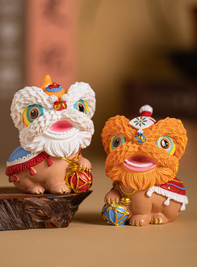 创意佛山醒狮绣球招财一对送礼品