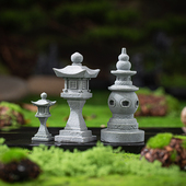 创意小石亭小灯笼茶宠摆件仿真石塔假山园艺鱼缸造景微景观装 饰品