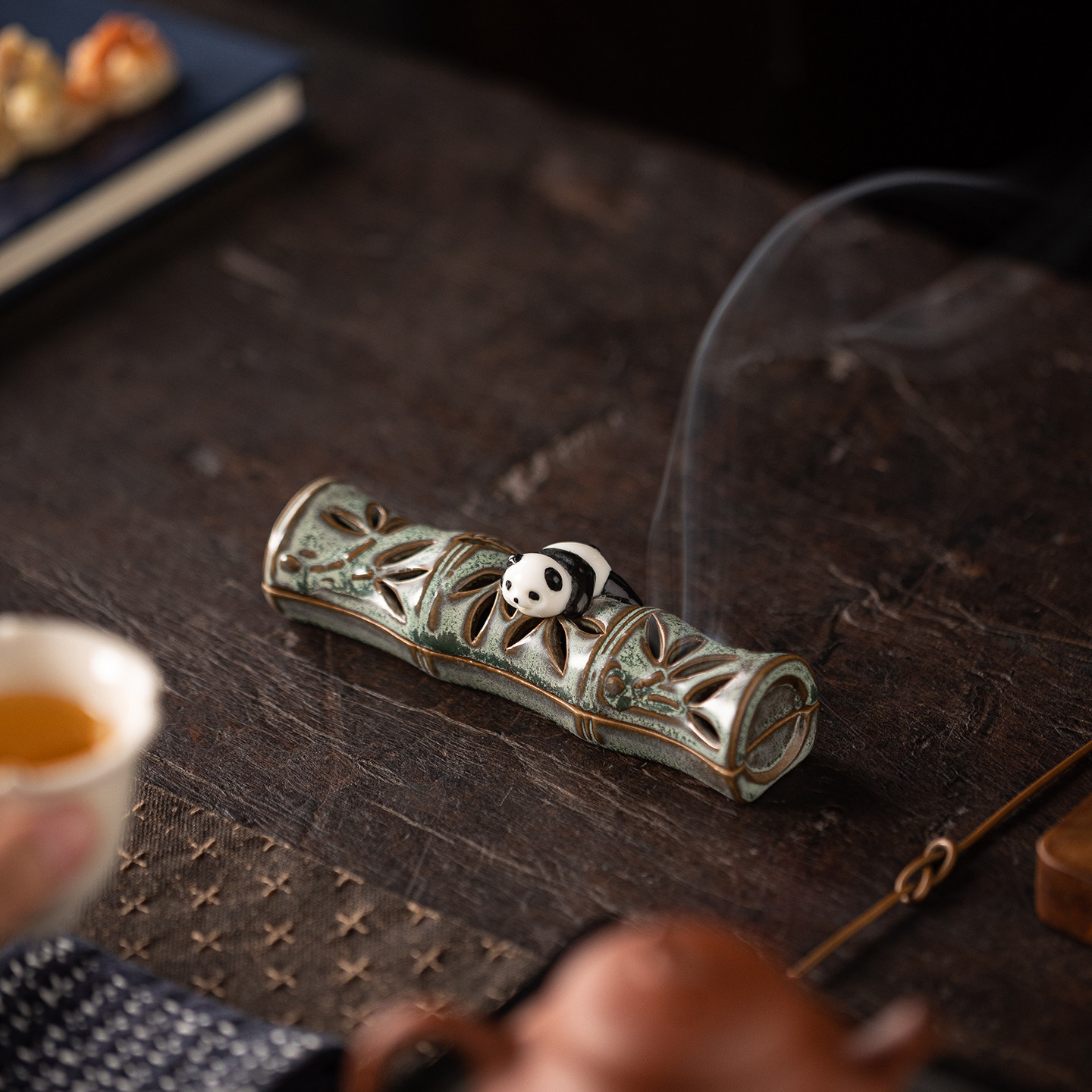 可爱熊猫卧香盒陶瓷摆件创意竹子叶子线香插竹筏渔翁远山香托香座,家居饰品,香托/香盘/香座/香插,淘宝优惠券,粉丝福利购,淘宝优惠卷